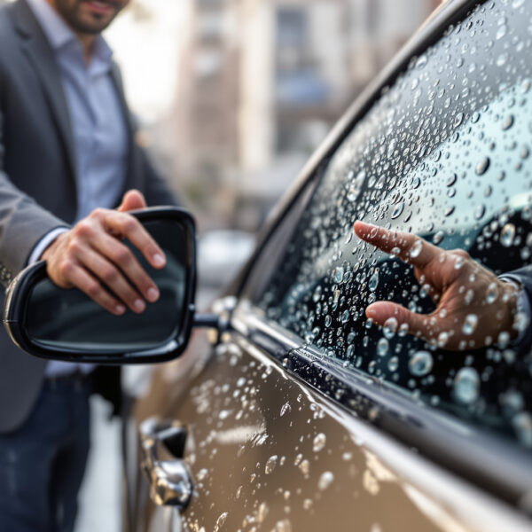 découvrez notre produit déperlant spécialement conçu pour les rétroviseurs et vitres latérales, assurant une visibilité claire et une protection efficace contre la pluie et les éclaboussures.