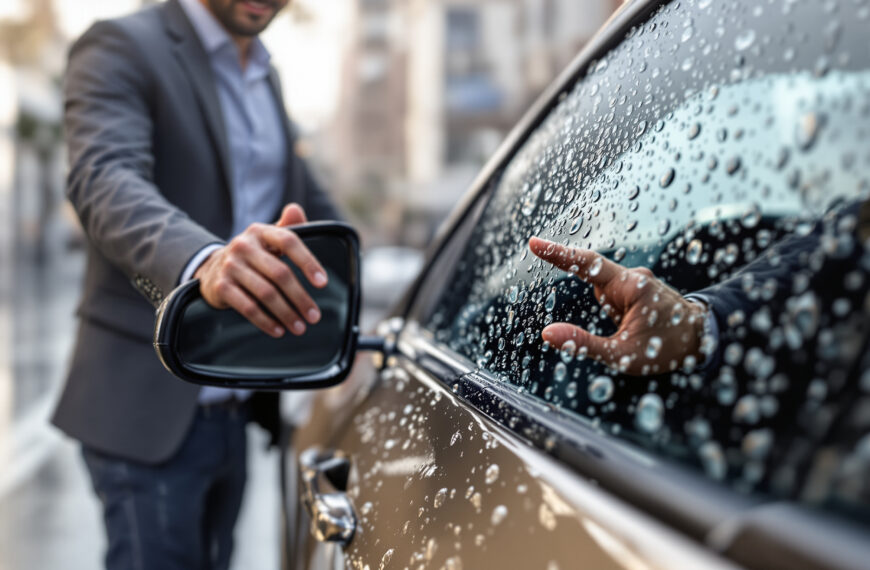 découvrez notre produit déperlant spécialement conçu pour les rétroviseurs et vitres latérales, assurant une visibilité claire et une protection efficace contre la pluie et les éclaboussures.