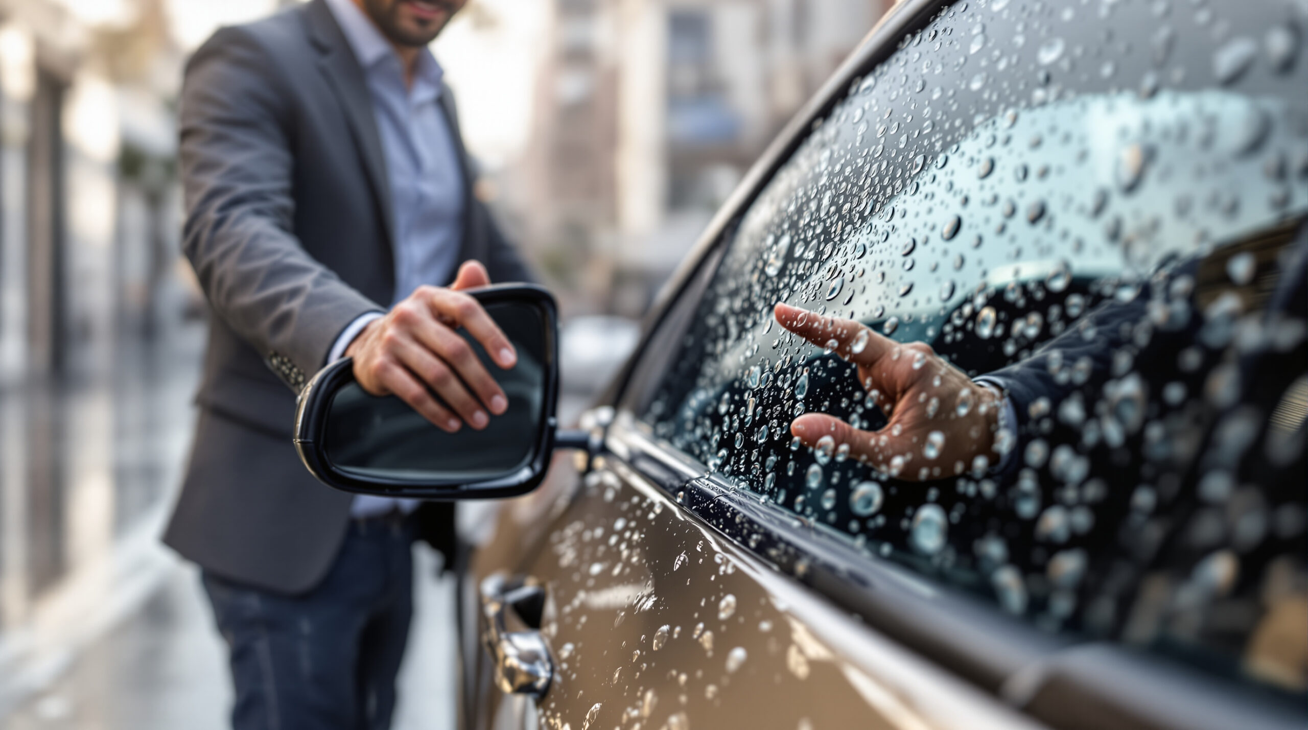 découvrez notre produit déperlant spécialement conçu pour les rétroviseurs et vitres latérales, assurant une visibilité claire et une protection efficace contre la pluie et les éclaboussures.