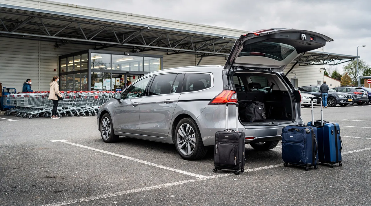 Location voiture 7 places Super U avec véhicule familial et bagages