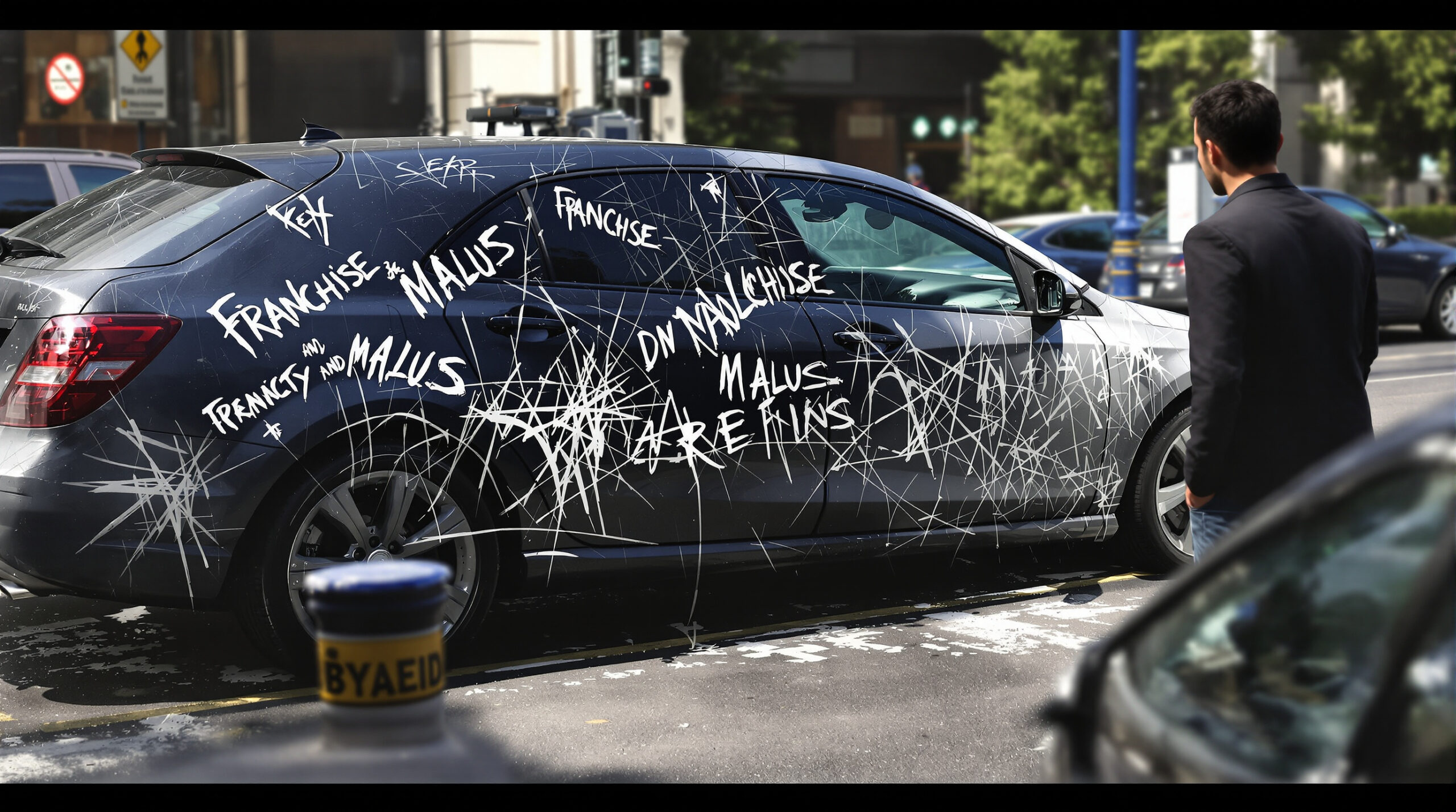 découvrez tout sur les rayures de clés sur voiture : comment fonctionnent la franchise d'assurance et les conséquences en malus pour le conducteur.